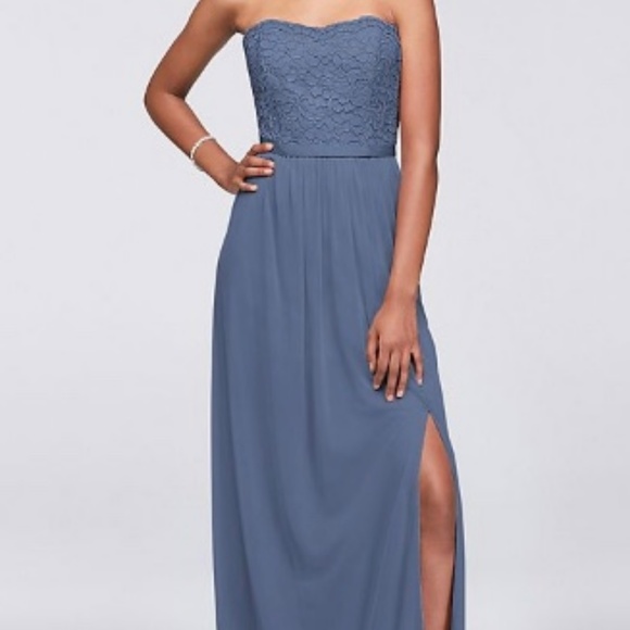 David's Bridal Dresses & Skirts - David’s Bridal Strapless Dress - Steel Blue F18095
